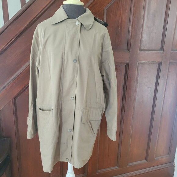 Vintage London Fog Beige Hooded Trench Coat With Button & Zip Closure Size Small - Picture 2 of 10